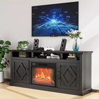 67 Fireplace TV Stand, LED Light Entertainment Center for TVs Up to 80, TV Console for Living Room with Storage Cabinet