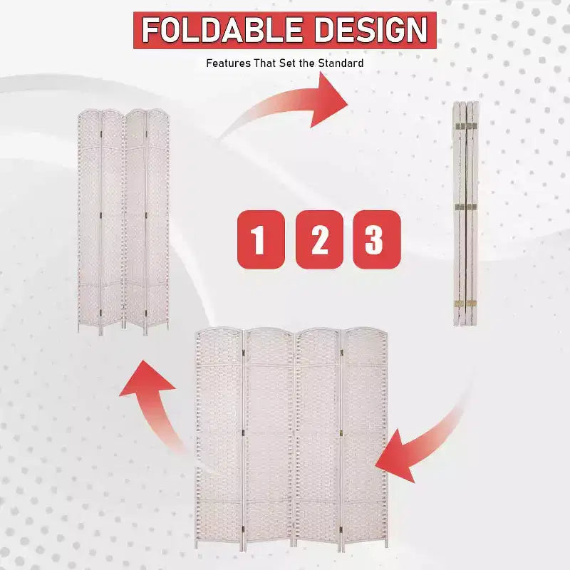 BestMassage Paravent pliable 4/6/8 panneaux Séparateur d'espace pour chambre, bureau et studio