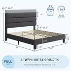 Cadre de lit avec tête de lit réglable, cadre de lit plateforme rembourré en lin sans sommier tapissier requis, support à lattes en bois, silencieux pour chambre à coucher