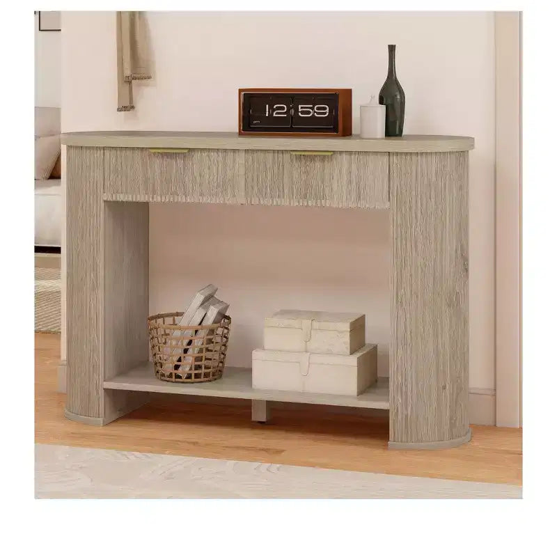 Console cannelée de 47,2 pouces avec tiroir et rangement ouvert pour entrée, canapé, salon, chambre à coucher