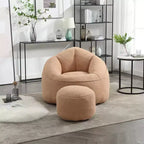Pouf poire, Fauteuil poire avec garnissage en mousse haute densité et repose-pieds, Fauteuil d'appoint moderne avec ottoman