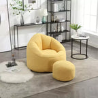 Pouf poire, Fauteuil poire avec garnissage en mousse haute densité et repose-pieds, Fauteuil d'appoint moderne avec ottoman