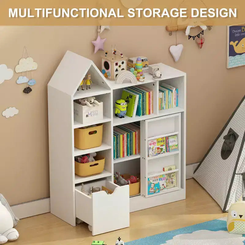 Meuble de Rangement pour Jouets et Livres pour Enfants, Boîte de Rangement Multifonctionnelle, Doté de 8 Compartiments de Rangement Idéal pour les Salles de Jeux et les Chambres d'Enfants