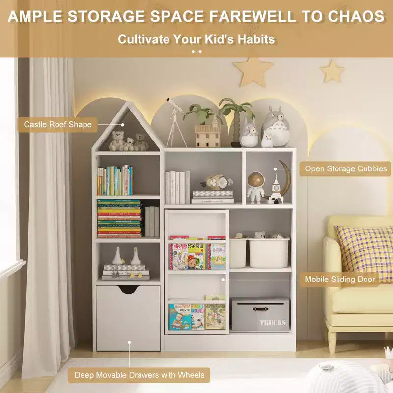 Meuble de Rangement pour Jouets et Livres pour Enfants, Boîte de Rangement Multifonctionnelle, Doté de 8 Compartiments de Rangement Idéal pour les Salles de Jeux et les Chambres d'Enfants