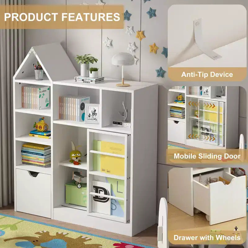 Meuble de Rangement pour Jouets et Livres pour Enfants, Boîte de Rangement Multifonctionnelle, Doté de 8 Compartiments de Rangement Idéal pour les Salles de Jeux et les Chambres d'Enfants