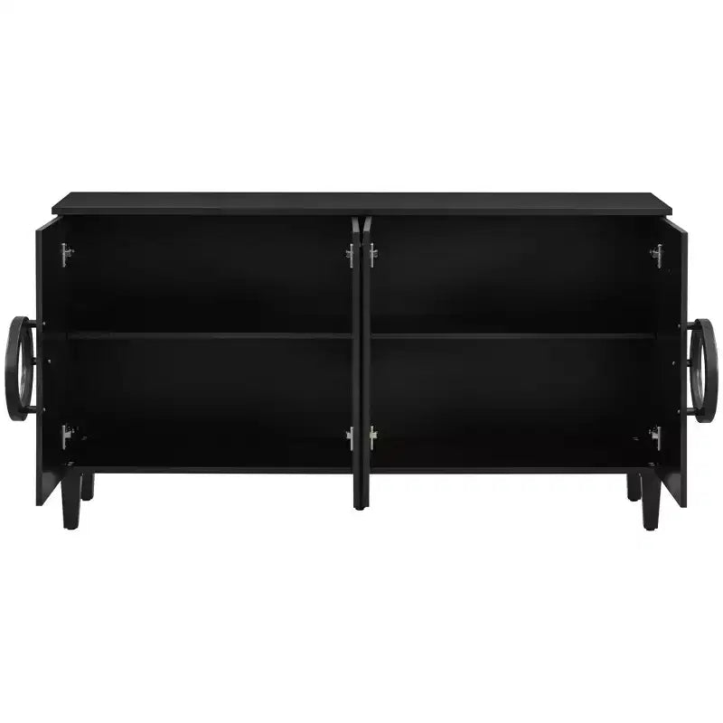 Meuble bas 4 portes de style français Clihome avec poignées rondes, meuble de rangement vintage pour intérieurs classiques