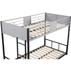 Bellemave Lits superposés jumeaux en métal avec panneaux de ventilation et barrières de sécurité, sans bruit, adaptés aux adolescents, noirs