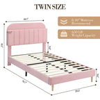 Lit enfant, cadre de lit simple rembourré avec tête de lit de rangement et sommier à lattes, rembourré en velours, adapté aux lits pour garçons et filles