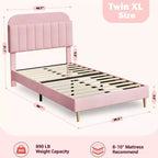 Lit enfant, cadre de lit simple rembourré avec tête de lit de rangement et sommier à lattes, rembourré en velours, adapté aux lits pour garçons et filles