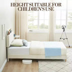 Lit enfant, cadre de lit simple rembourré avec tête de lit de rangement et sommier à lattes, rembourré en velours, adapté aux lits pour garçons et filles