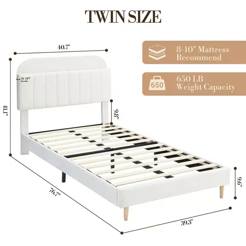 Lit enfant, cadre de lit simple rembourré avec tête de lit de rangement et sommier à lattes, rembourré en velours, adapté aux lits pour garçons et filles