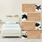 Lit enfant, cadre de lit simple rembourré avec tête de lit de rangement et sommier à lattes, rembourré en velours, adapté aux lits pour garçons et filles