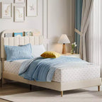 Lit enfant, cadre de lit simple rembourré avec tête de lit de rangement et sommier à lattes, rembourré en velours, adapté aux lits pour garçons et filles