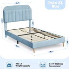 Lit enfant, cadre de lit simple rembourré avec tête de lit de rangement et sommier à lattes, rembourré en velours, adapté aux lits pour garçons et filles