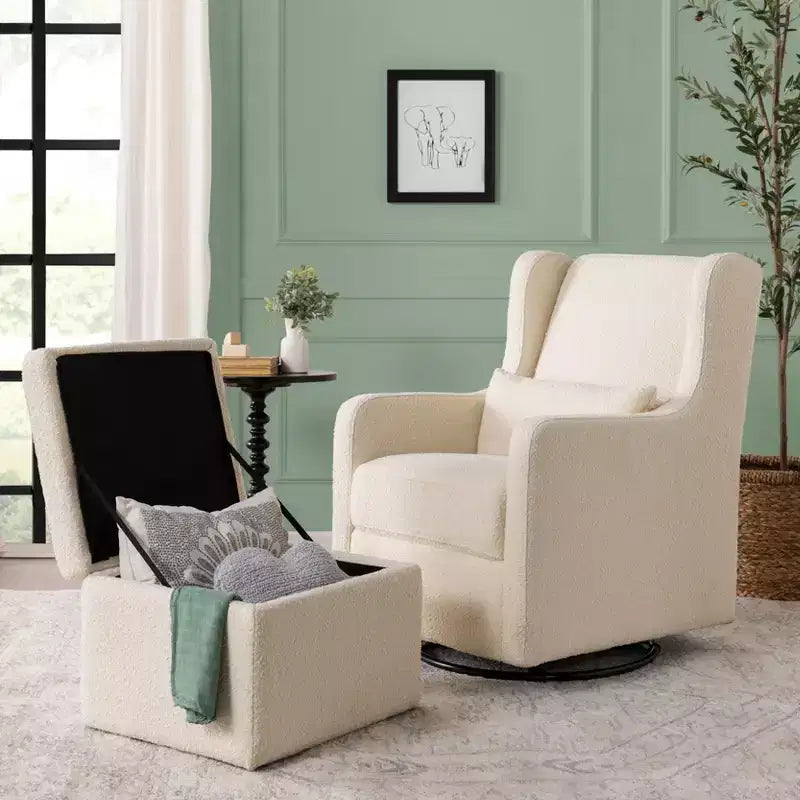 Planeur pivotant Carter's by daVinci Adrian avec pouf de rangement - Boucle ivoire