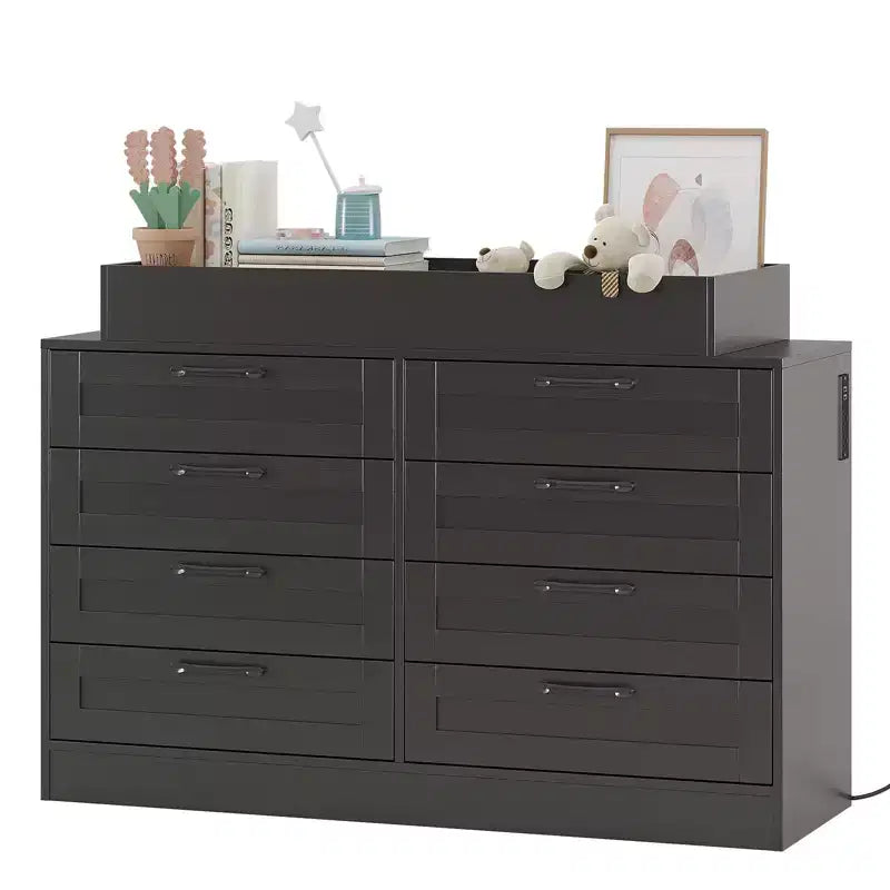 8-Drawer Changing Table Dresser  Multi-Functional Nursery Dresser with Changing Shelves for Bedroom