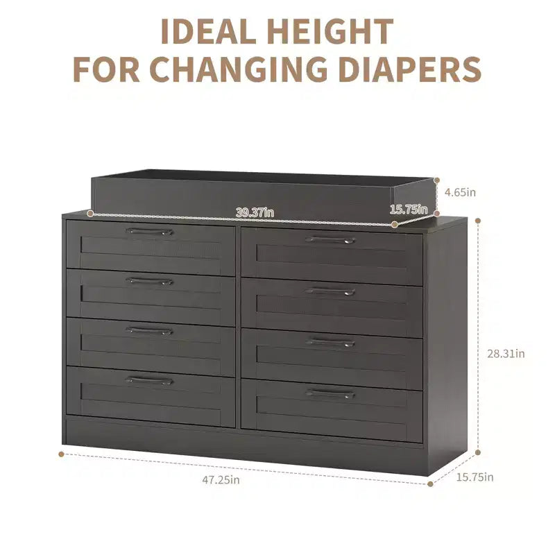 Commode à langer 8 tiroirs – Commode de chambre d'enfant multifonctionnelle avec étagères à langer pour chambre à coucher