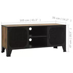 Meuble TV industriel CLIHOME et table console avec 2 portes en maille métallique, meuble de divertissement avec armoire de rangement