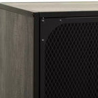 Meuble TV industriel CLIHOME et table console avec 2 portes en maille métallique, meuble de divertissement avec armoire de rangement