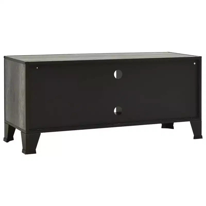 Meuble TV industriel CLIHOME et table console avec 2 portes en maille métallique, meuble de divertissement avec armoire de rangement