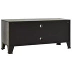 Meuble TV industriel CLIHOME et table console avec 2 portes en maille métallique, meuble de divertissement avec armoire de rangement