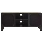 CLIHOME Industrial TV Stands And Consoles Table With 2 Mesh Metal Doors, Entertainment Center With Storage Cabinet