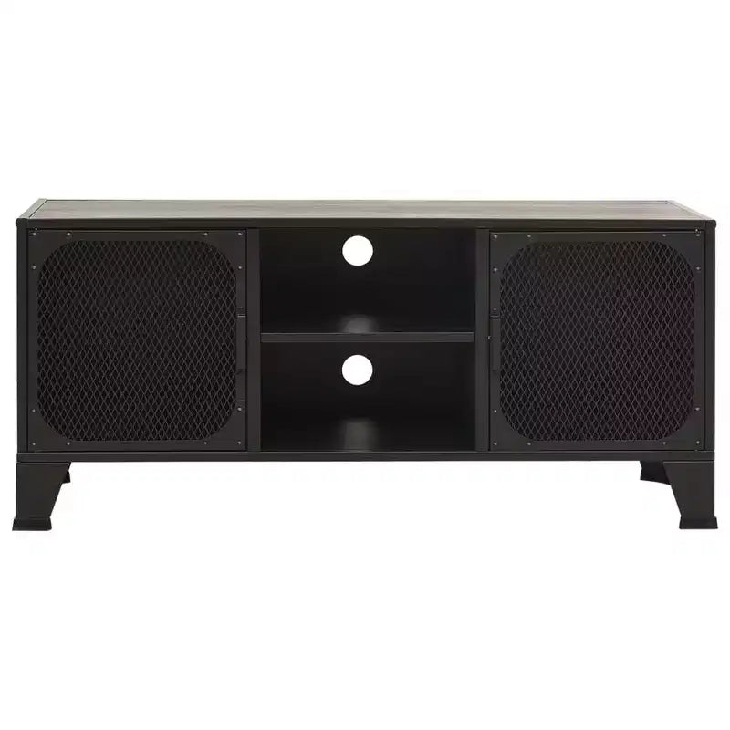 CLIHOME Industrial TV Stands And Consoles Table With 2 Mesh Metal Doors, Entertainment Center With Storage Cabinet