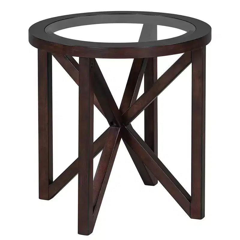 Table Basse de Salon avec Plateau Rond en Verre Transparent, Conception Anti-Rayures, Table Basse Moderne