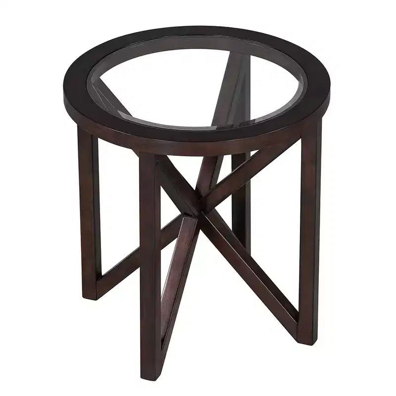 Table Basse de Salon avec Plateau Rond en Verre Transparent, Conception Anti-Rayures, Table Basse Moderne