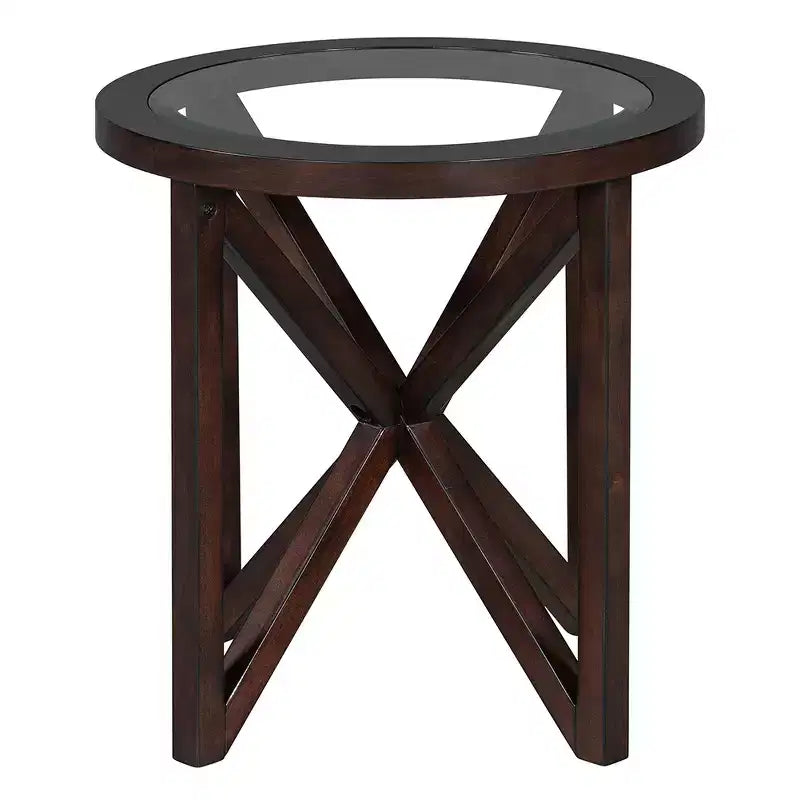 Table Basse de Salon avec Plateau Rond en Verre Transparent, Conception Anti-Rayures, Table Basse Moderne