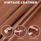 Canapé Chesterfield 228 cm en cuir marron de style Mid-Century avec extérieur en bois massif et capitonnage fait main, canapé d'angle rétro en cuir 4 places pour salon