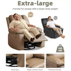 Fauteuil inclinable électrique 22/27 avec fonction chauffante et massante. Pivote à 360°, bascule, dispose d'un porte-gobelet et d'un revêtement en similicuir, idéal pour le salon, la chambre ou la chambre de bébé.