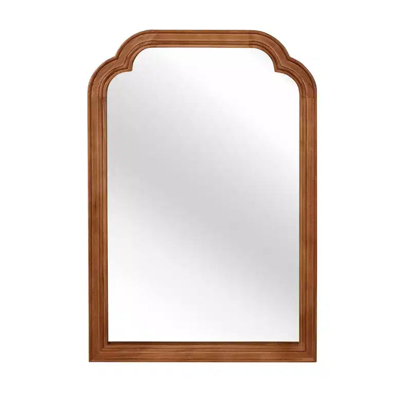 Miroir décoratif mural d'intérieur en bois massif couleur bois naturel, cadre coins arrondis, style ferme, 20 x 30 pouces