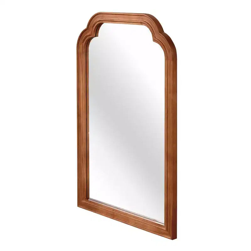 Miroir décoratif mural d'intérieur en bois massif couleur bois naturel, cadre coins arrondis, style ferme, 20 x 30 pouces