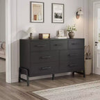 Commode Acekool à 7 tiroirs, Grande commode de rangement moderne avec pieds en R, Meuble de rangement de chambre à coucher
