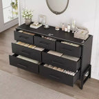 Commode Acekool à 7 tiroirs, Grande commode de rangement moderne avec pieds en R, Meuble de rangement de chambre à coucher