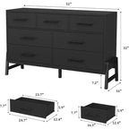 Commode Acekool à 7 tiroirs, Grande commode de rangement moderne avec pieds en R, Meuble de rangement de chambre à coucher