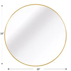 Miroir Mural Rond de 39 Pouces Doré avec Cadre en Aluminium pour Salle de Bain, Coiffeuse, Chambre, Entrée et Salon