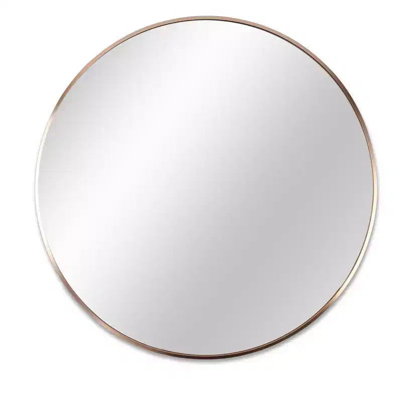 Miroir Mural Rond de 39 Pouces Doré avec Cadre en Aluminium pour Salle de Bain, Coiffeuse, Chambre, Entrée et Salon