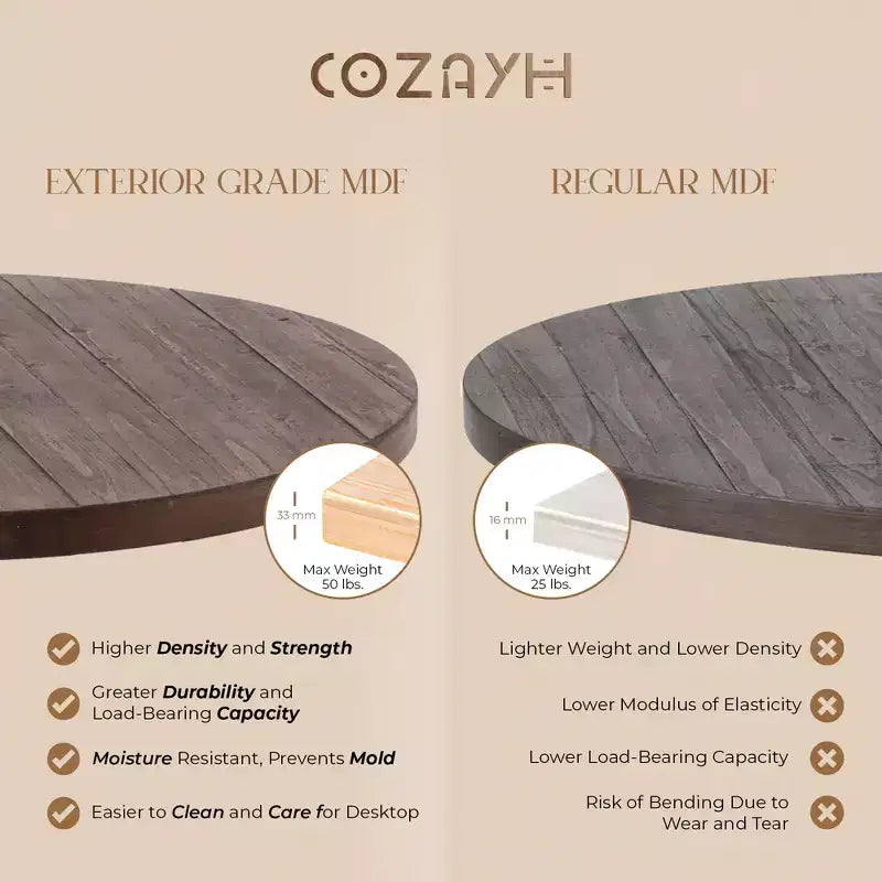 COZAYH Table basse ronde rustique avec base en X pour salon, marron