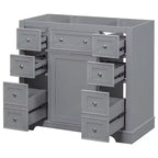Meuble de salle de bain, meuble sous vasque de 91 cm avec 6 tiroirs, étagère réglable, meuble sous vasque sur pied