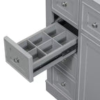 Meuble de salle de bain, meuble sous vasque de 91 cm avec 6 tiroirs, étagère réglable, meuble sous vasque sur pied