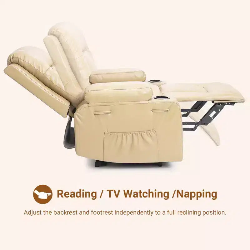 Fauteuil inclinable électrique en cuir PU de 41,7 po, inclinable réglable, canapé simple ergonomique, pour salon