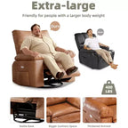 Fauteuil inclinable électrique en similicuir de 37,4 po, fauteuil inclinable réglable, rembourrage en éponge 1,5X, largeur d'assise, porte-gobelets, canapé simple ergonomique