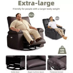 Fauteuil inclinable électrique en similicuir de 37,4 po, fauteuil inclinable réglable, rembourrage en éponge 1,5X, largeur d'assise, porte-gobelets, canapé simple ergonomique