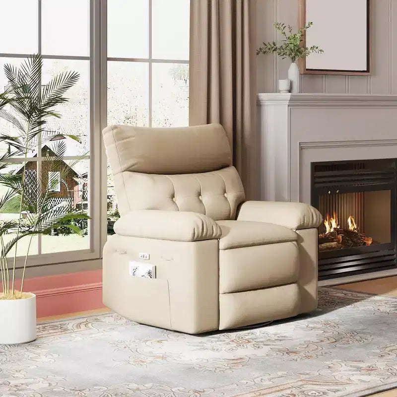 Fauteuil inclinable électrique en similicuir de 37,4 po, fauteuil inclinable réglable, rembourrage en éponge 1,5X, largeur d'assise, porte-gobelets, canapé simple ergonomique