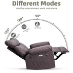 Fauteuil inclinable électrique en similicuir de 37,4 po, fauteuil inclinable réglable, rembourrage en éponge 1,5X, largeur d'assise, porte-gobelets, canapé simple ergonomique