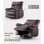 Fauteuil inclinable électrique en similicuir de 37,4 po, fauteuil inclinable réglable, rembourrage en éponge 1,5X, largeur d'assise, porte-gobelets, canapé simple ergonomique