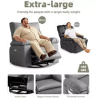 Fauteuil inclinable électrique en similicuir de 37,4 po, fauteuil inclinable réglable, rembourrage en éponge 1,5X, largeur d'assise, porte-gobelets, canapé simple ergonomique