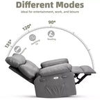 Fauteuil inclinable électrique en similicuir de 37,4 po, fauteuil inclinable réglable, rembourrage en éponge 1,5X, largeur d'assise, porte-gobelets, canapé simple ergonomique